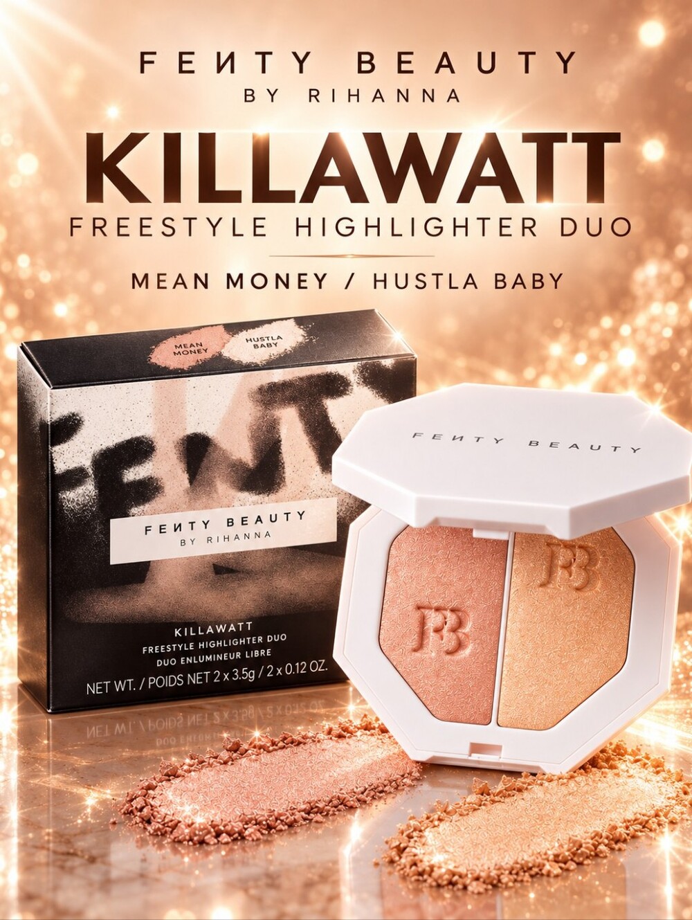 Fenty Beauty Killawatt Freestyle Highlighter Duo – Mean Money / Hu$tla Baby